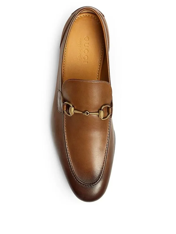 Gucci Jordaan Leather Loafer, Brown, Men's, 7D