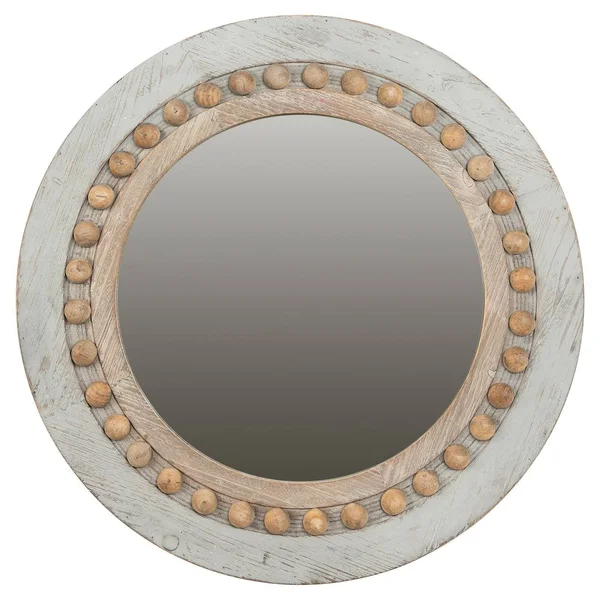 Round Decorative Wood Wall Mirror - Grey