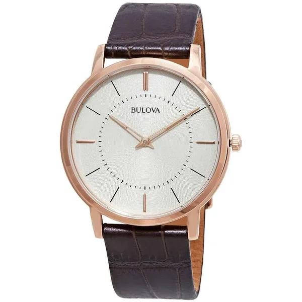 Bulova Men's Leather Strap Watch 97A126