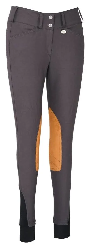 George H Morris Ladies Show Time Knee Patch Breeches - 34 - Charcoal