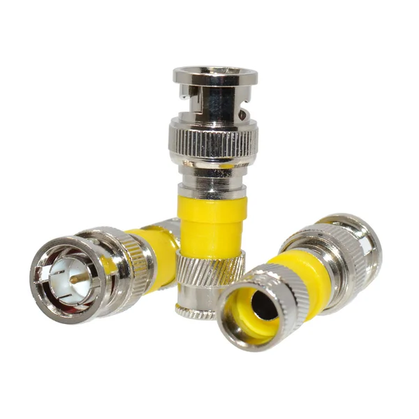 100 Pack BNC Compression Connector Adapter for RG6 Coax Cable Quad Shield CCTV