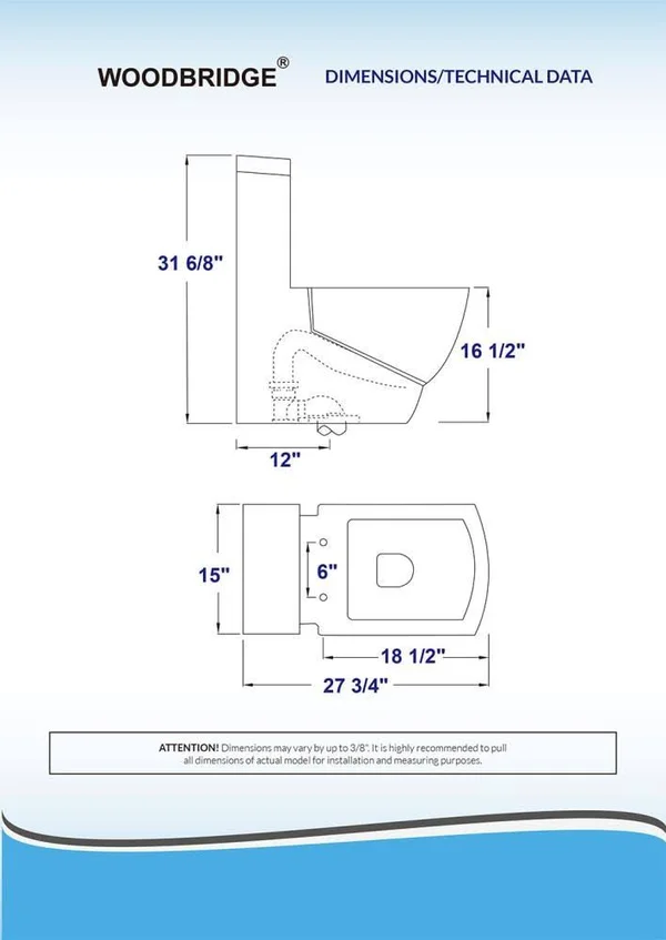 Woodbridge Modern 1-Piece 1.0/1.6 GPF High Efficiency Dual Flush Elongated All-In One Toilet with Soft Closed Seat Included Whit
