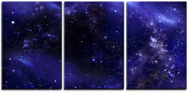 Wall26 - 3 Piece Canvas Wall Art - Starry Night Sky Deep Outer Space - Modern Home Decor Stretched and Framed Ready to Hang - 16