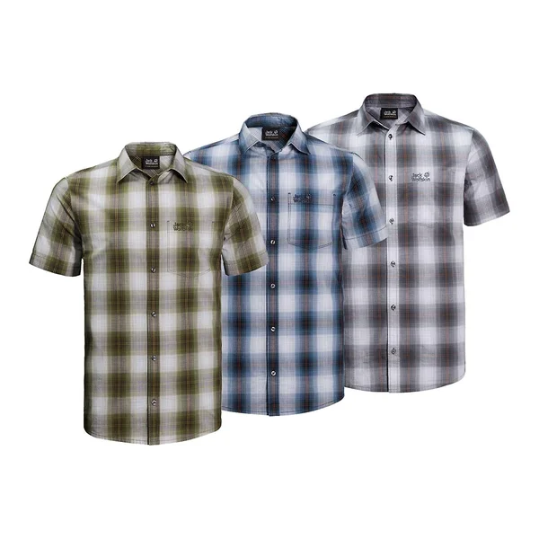 Jack Wolfskin Mens Hot Chili Shirt Dusty Grey Checks XXL
