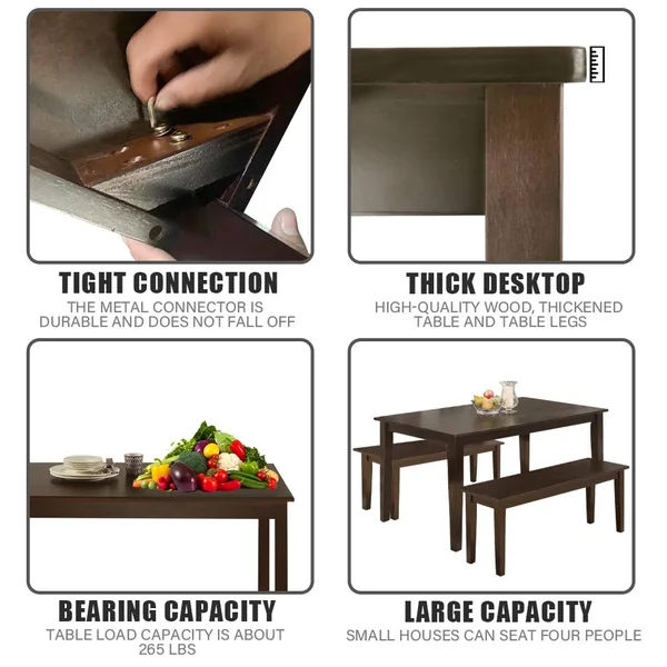 Dining Table Set Dining Table Kitchen Table and Bench for 4 Dining Room Table Set for Small Spaces Table with Chairs Home Furnit