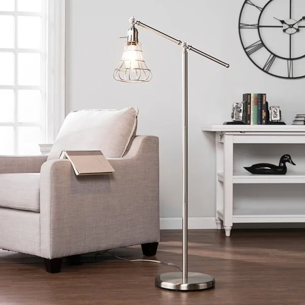 Southern Enterprises Trayden Brushed Nickel Floor Lamp