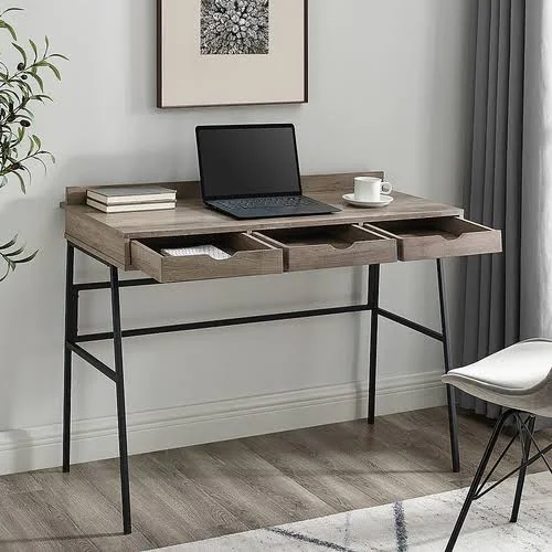 Walker Edison - Industrial Wood 3-Drawer Computer Desk - Gray Wash