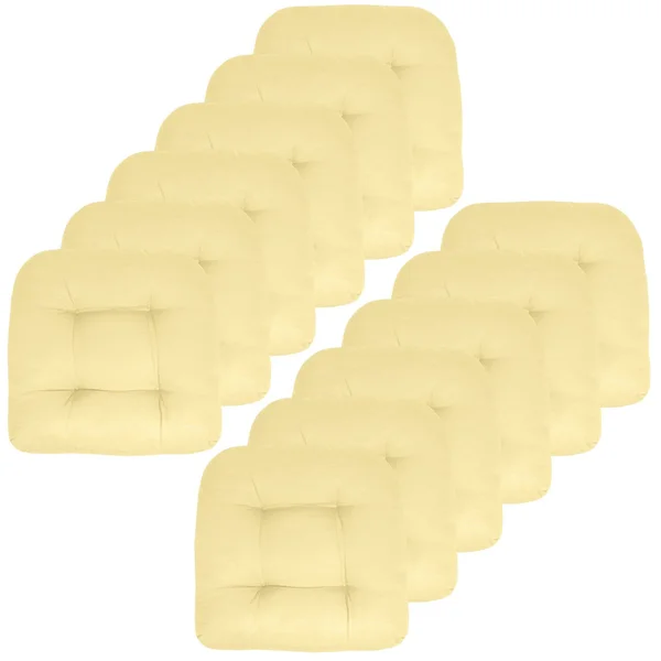 Patio Seat Cushion Set, 19x22 by 19x22 Yellow, 12 Pack, Solid