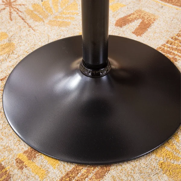 Roundhill Furniture Belham Black Round Top with Black Leg & Base Metal Bar Table & 2 Swivel Black Bonded Leather Adjusta