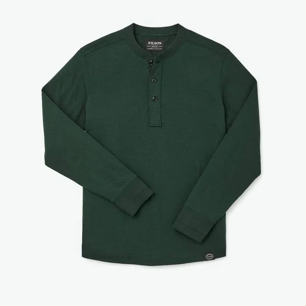 Filson Men's Double Layer Henley L/S Shirt - Fir Green, L