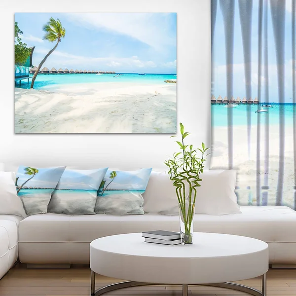 Design Art Tropical Maldives Island - Seashore Canvas Wall Artwork, 40 in. Wide x 30 in. High