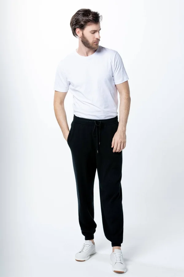 Men's Cashmere Knit Jogger Black - Gobi Cashmere, XL, Black, MK16-81