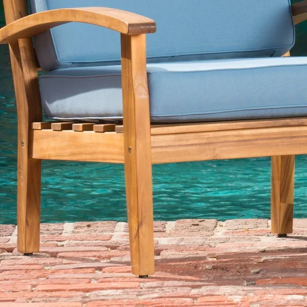 4-Pc Outdoor Chat Set in Beige and Teak Finish