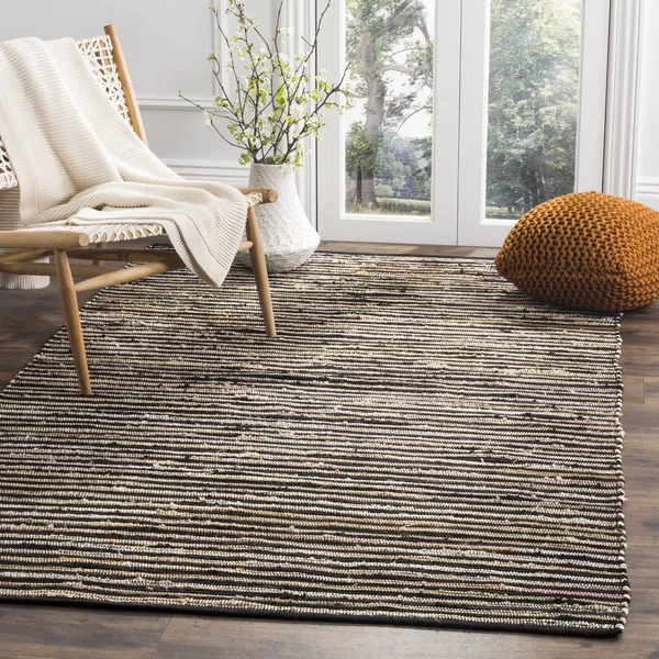 Safavieh Rag Rug RAR130Q Area Rug, Black/Multi, 6& x 6& Square