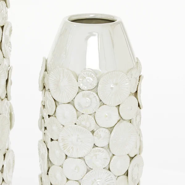 Set of 2 White Stoneware Modern Vase, 23