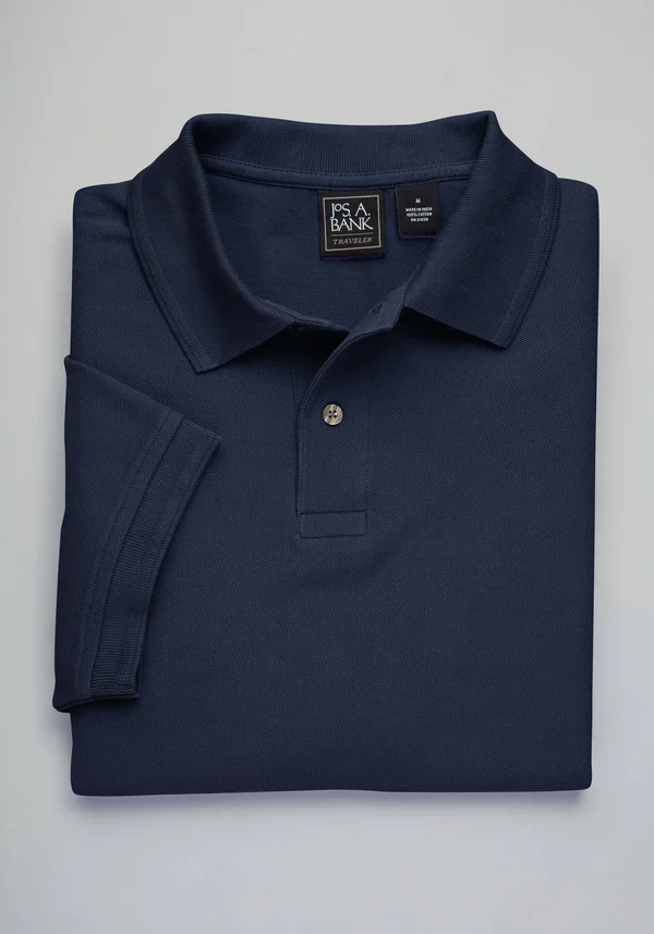JoS. A. Bank Men's Traveler Collection Short-Sleeve Pique Polo Shirt - Big & Tall - Navy, 2 x Big