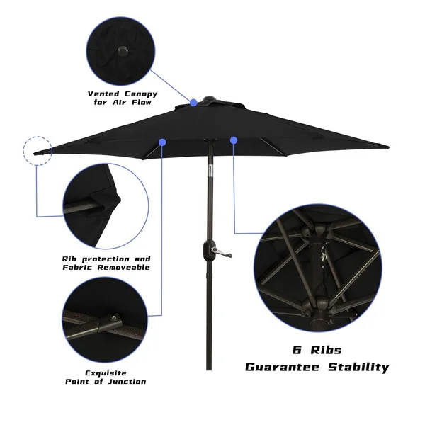 Bonosuki 7.5ft Patio Umbrella Waterproof Sunshade Canopy - Red