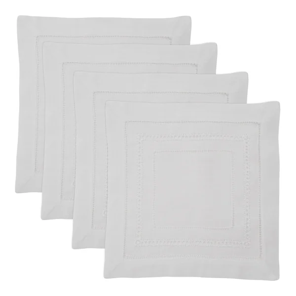 Saro Linen Hemstitch Napkin - Set of 4, 20x22 x 20x22
