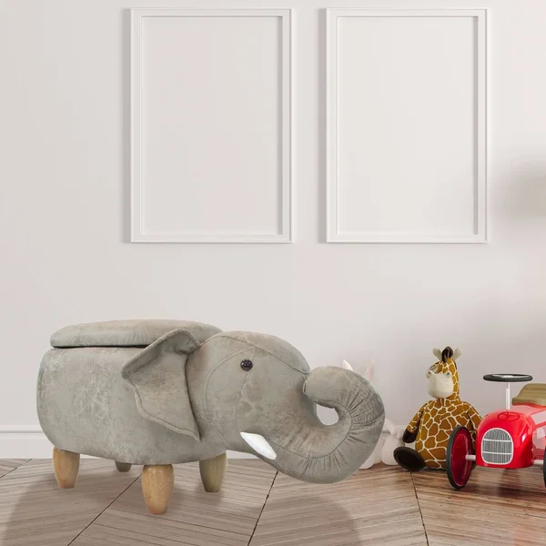 Critter Sitters Tan Elephant Animal Shape Storage Ottoman