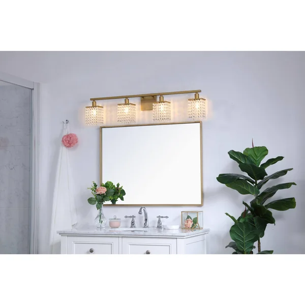 Elegant LD7012BR Phineas 4 Light Brass and Clear Crystals Wall Sconce