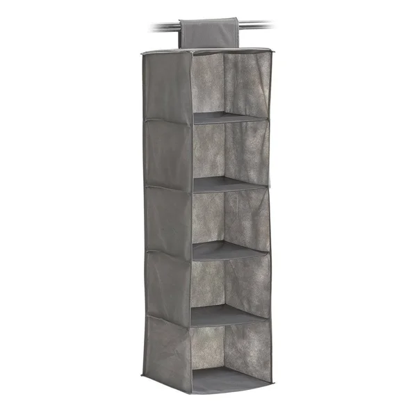 Zeller 14613 Hanging Storage, 5 Comp, Non-Woven, Grey, 28 x 28 x 95 cm, Fleece, 28x28x95 cm