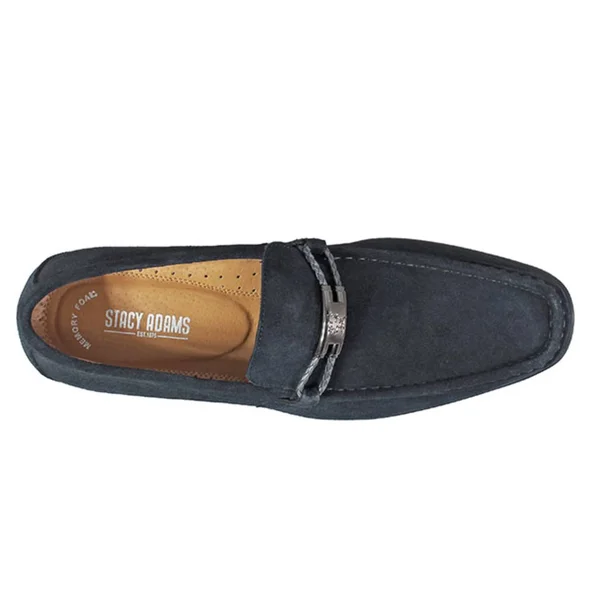 Men's Stacy Adams Neville Moc Toe Bit Loafer Navy Suede 8 M