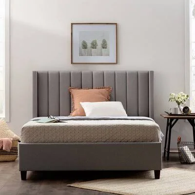 Flemings Upholstered Low Profile Platform Bed Mercury Row Size: California King - Color: Stone