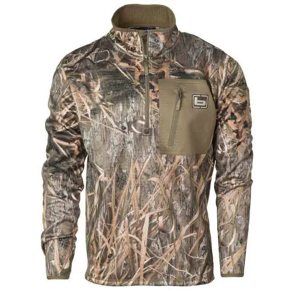 Banded Mid-Layer 1/4 Zip Fleece Pullover - Size M - Habitat