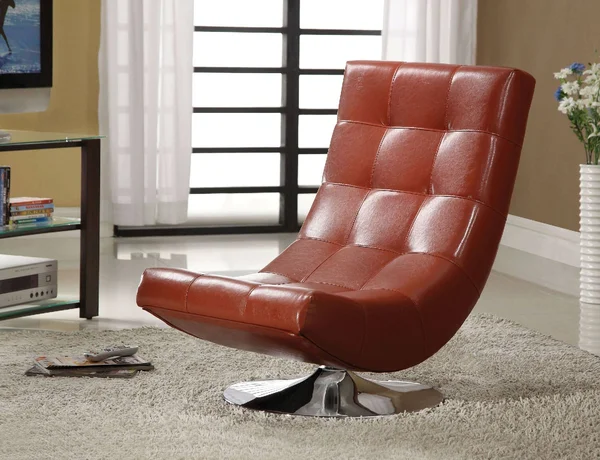 Benzara - Trinidad Contemporary Swivel Chair - Mahogany Red