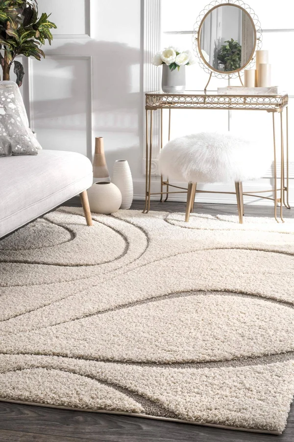 nuLOOM Luxuries Posh Shag Rug - 5& x 8& Oval - Cream