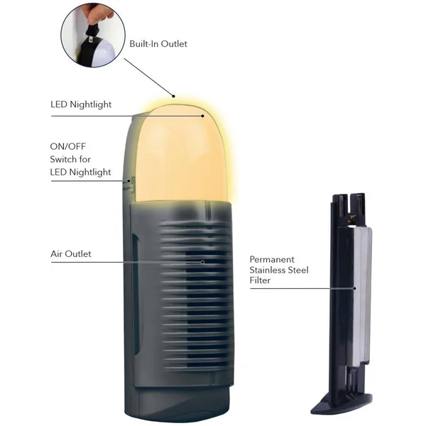 Air Innovations Set of 2 Plug-In Air Purifierswith Nightlight, Black