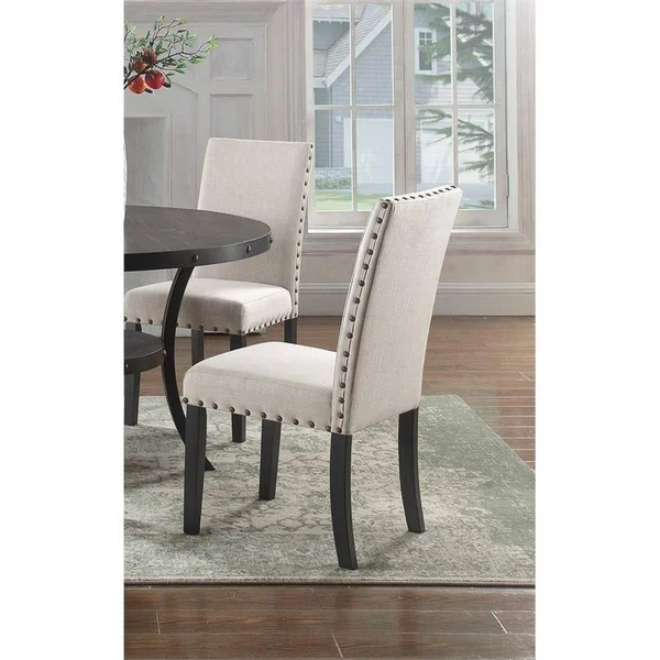 Best Master Furniture Antique Black Dining Side Chairs - Set of 2