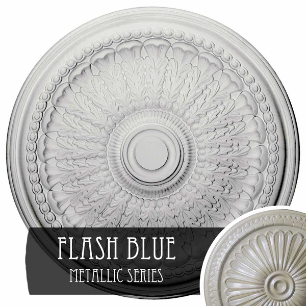 Ekena Millwork CM27BRFBS 27x22OD x 2 1/2x22P Brunswick Ceiling Medallion (Fits Canopies Up to 4 1/2x22), Hand-Painted Flash Blue