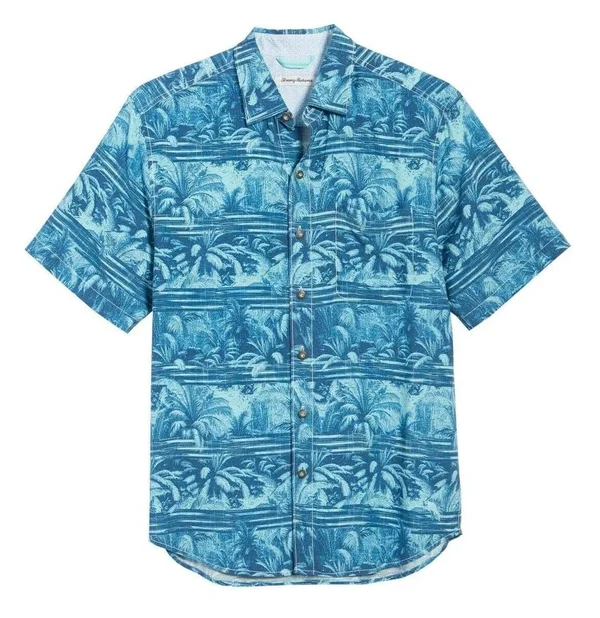 Tommy Bahama Primo Palms Short-Sleeve Woven Shirt - Monaco Blue L