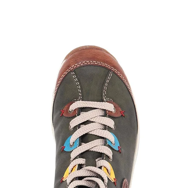 Rieker L5222-24 Ladies Casual Ankle Boots Green/Multi: EU 36