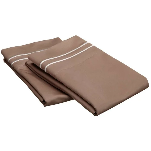 Superior Egyptian Cotton 800 Thread Count Embroidered Sheet Set (Ivory/Taupe - 4 Piece - Full)