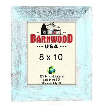 BarnwoodUSA - Farmhouse Picture Frame with 3 inch Wide Frame, 100% Reclaimed Wood (8x10, Robins Egg Blue), Size: 8 x 10