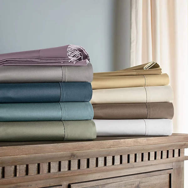 Legends Hotel Supima Cotton Wrinkle-Free Sateen Deep Pocket Flat Sheet - Mocha - Brown, Size Oversized Queen, The Company Store