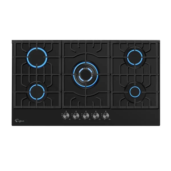Empava 36 in. GAS Stove Cooktop with Italy Sabaf 5-Burners NG/LPG Convertible in Black Tempered Glass EMPV-36GC27