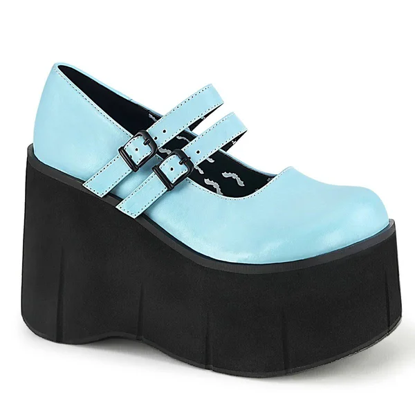 Demonia, Kera-08 Women's Double Strap Goth Platform Shoes White Vegan Leather, 10