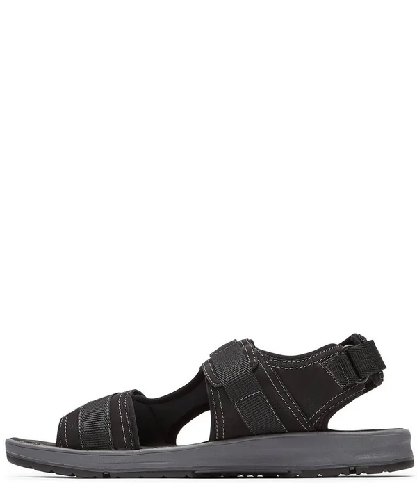 Rockport Men's Lucky Bay Sport 3 Strap Suede Sandals - Mens, 10M, Black