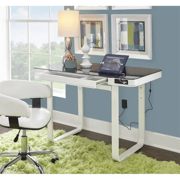 Powell Lynk Desk with Adjustable Height, White