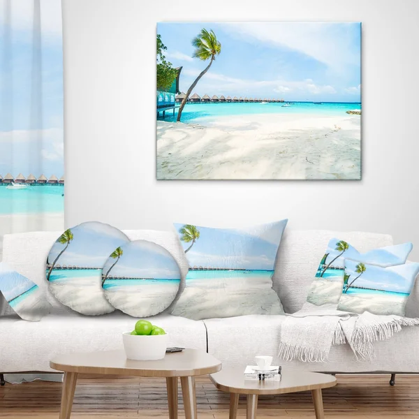 Design Art Tropical Maldives Island - Seashore Canvas Wall Artwork, 40 in. Wide x 30 in. High