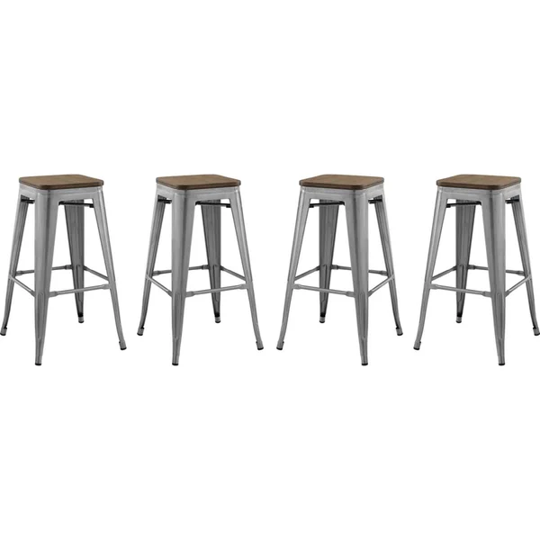 Modway Gunmetal Promenade Bar Stool [Set of 4]
