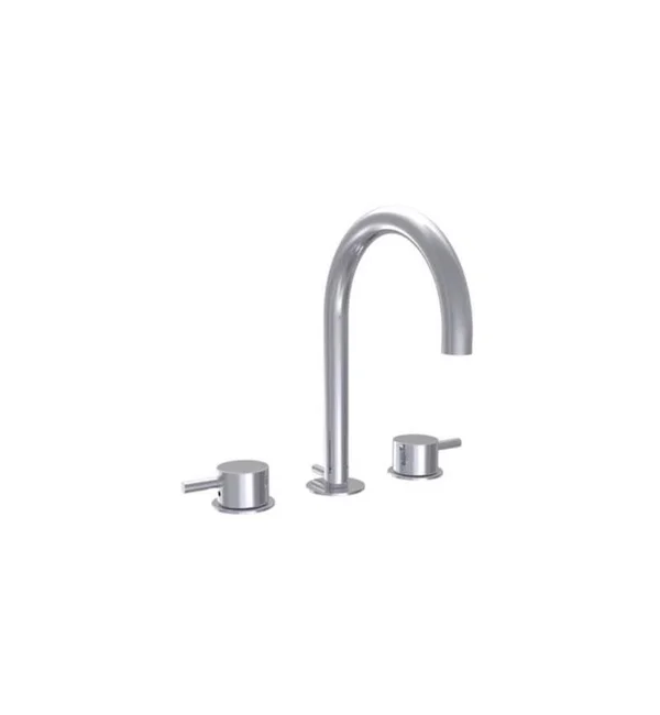 Phylrich Basic II 6 1/2x22 Double Lever Handle Widespread Bathroom Sink Faucet in Polished Brass Antiqued, SKU: 230-04-007