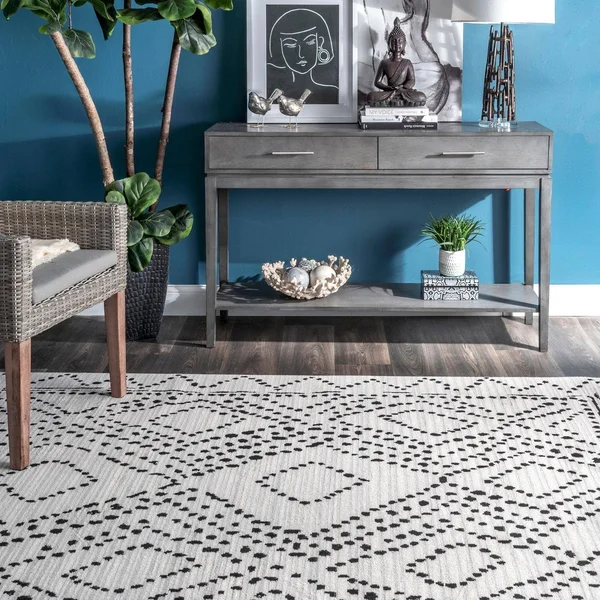 nuLOOM Mila Dotted Diamond Trellis Gray 8 ft. x 10 ft. Area Rug