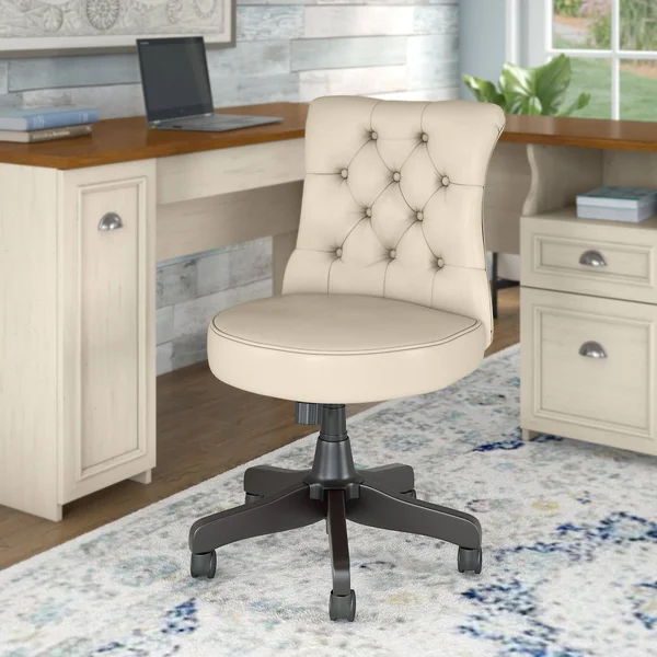 Bush Furniture Fairview Mid Back Tufted Office Chair in Antique White
