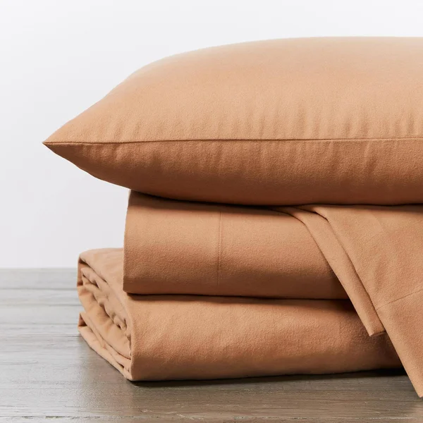 Coyuchi Cloud Brushed Organic Flannel Sheet Set, Ginger, Full