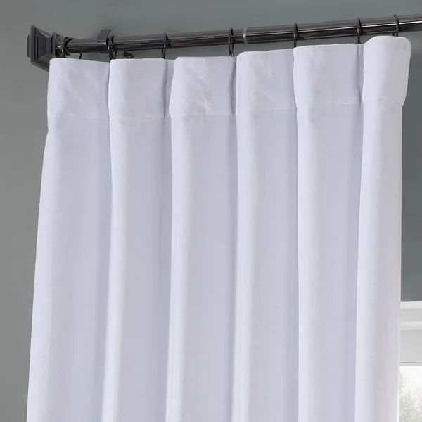 Exclusive Fabrics & Furnishings Digital Grey Gray Performance Velvet 50 in. W x 96 in. L Rod Pocket Blackout Curtain Pair (2