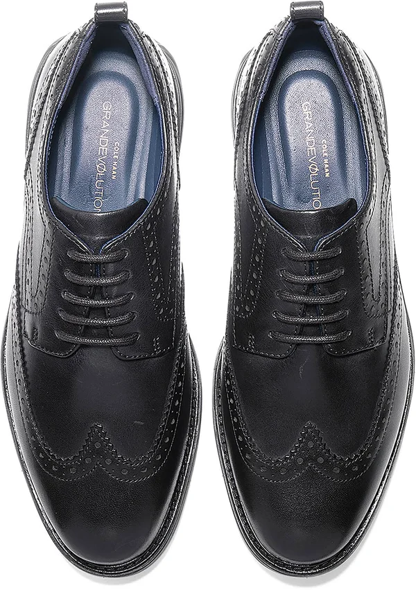 Cole Haan Men's Grandevolution Wingtip Leather Oxfords - Black - Size 8.5